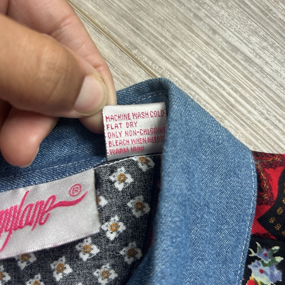 Vintage Pennylane Women's Patchwork Button-Up Bla… - image 7